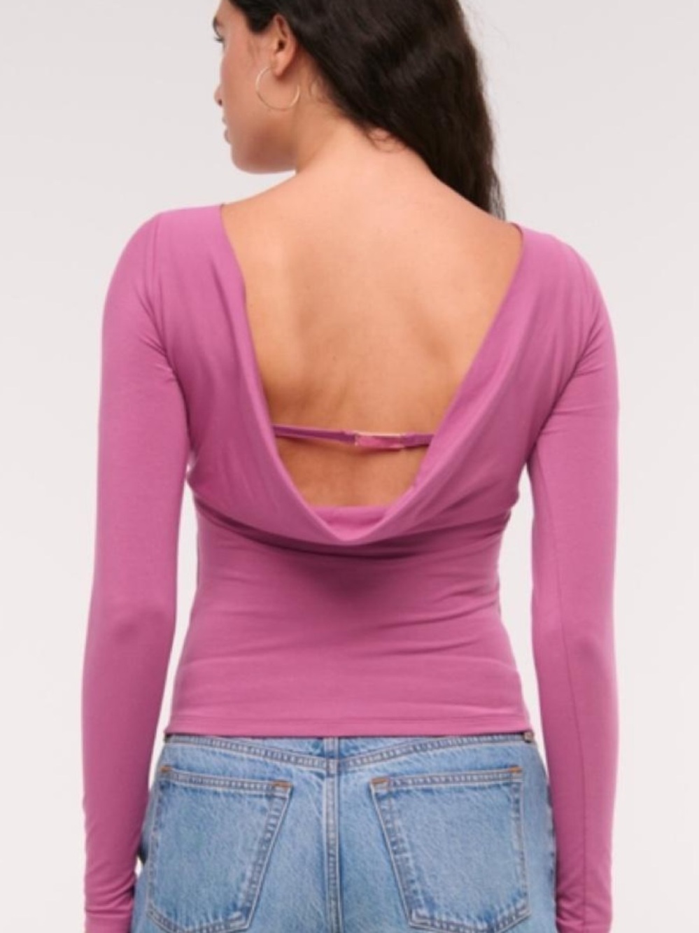 NEW Abercrombie Pink bra free long sleeve top with open back